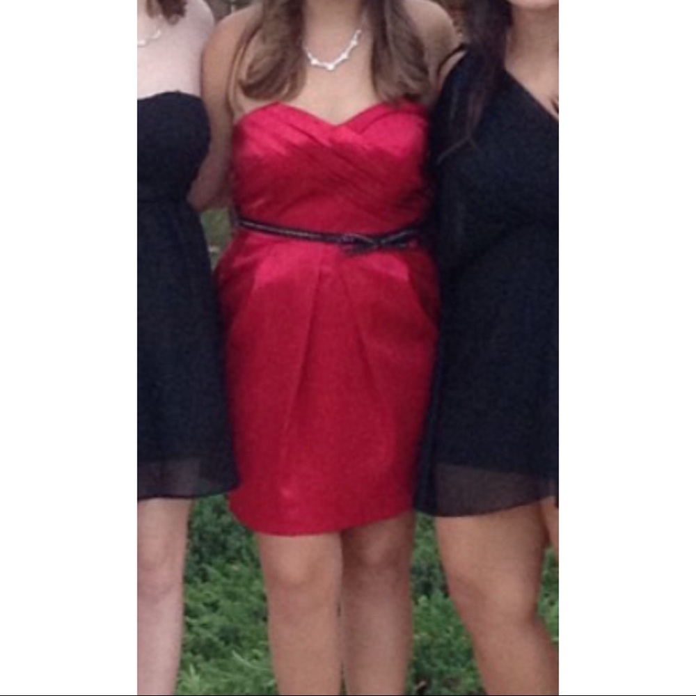 Red strapless homecoming/ formal cocktail dress